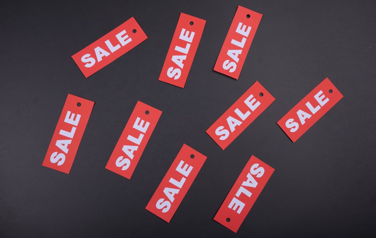 SALE tags representing merchandising in multipurpose Shopify themes