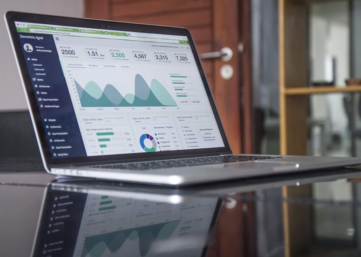 Store analytics on a laptop for a small business Shopify store